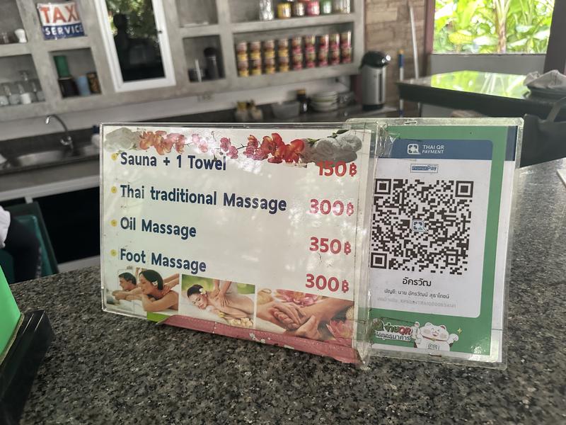 Boonrang Nanai Sauna 料金表