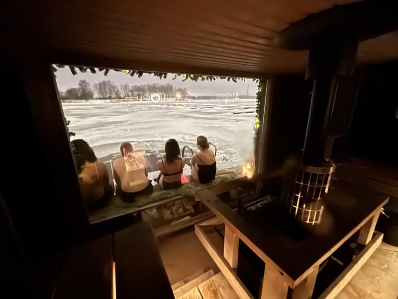 Saunalautta Hiisi サ室からの風景