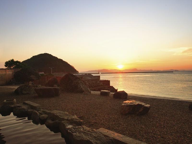 シーパの湯 露天風呂からの夕日