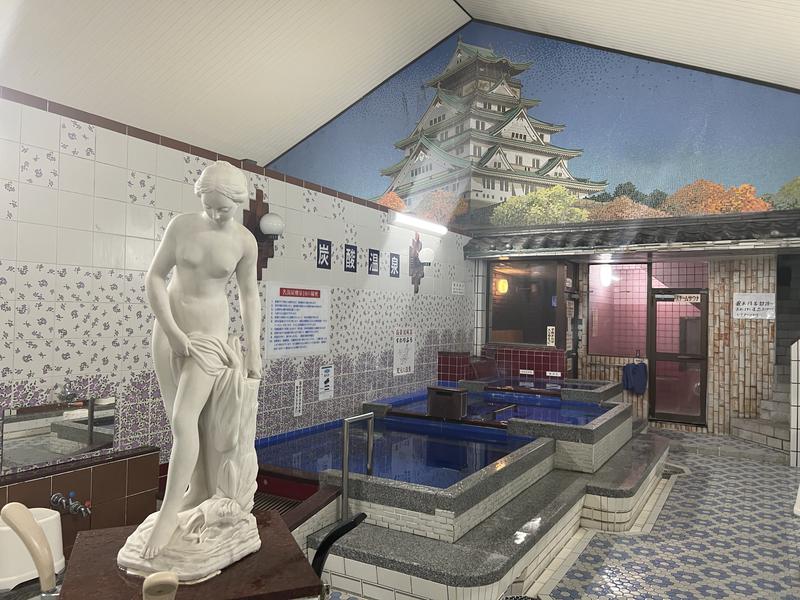 龍美温泉 美しい大阪城のタイル絵