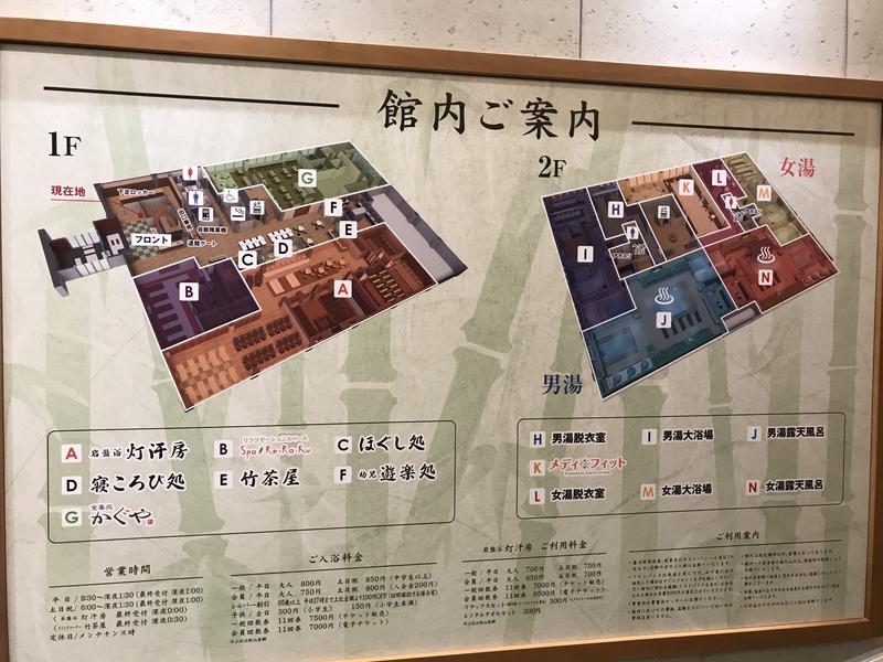 竹取温泉 灯りの湯 館内マップ