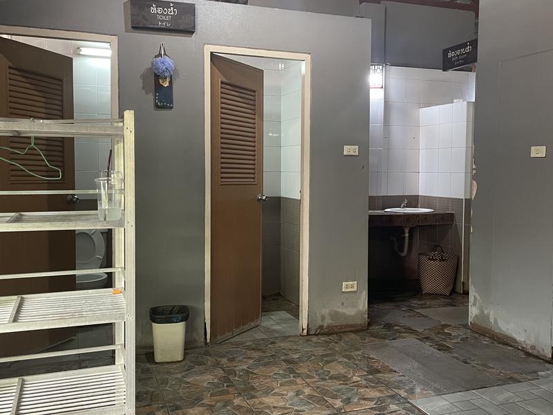 นวดเพื่อสุขภาพชีวกโกมารภัจจ์ Thai Massage Shivagakomarpaj (Old Medicine Hospital) 入って左 荷物置きとトイレ 画像右奥に水シャワー