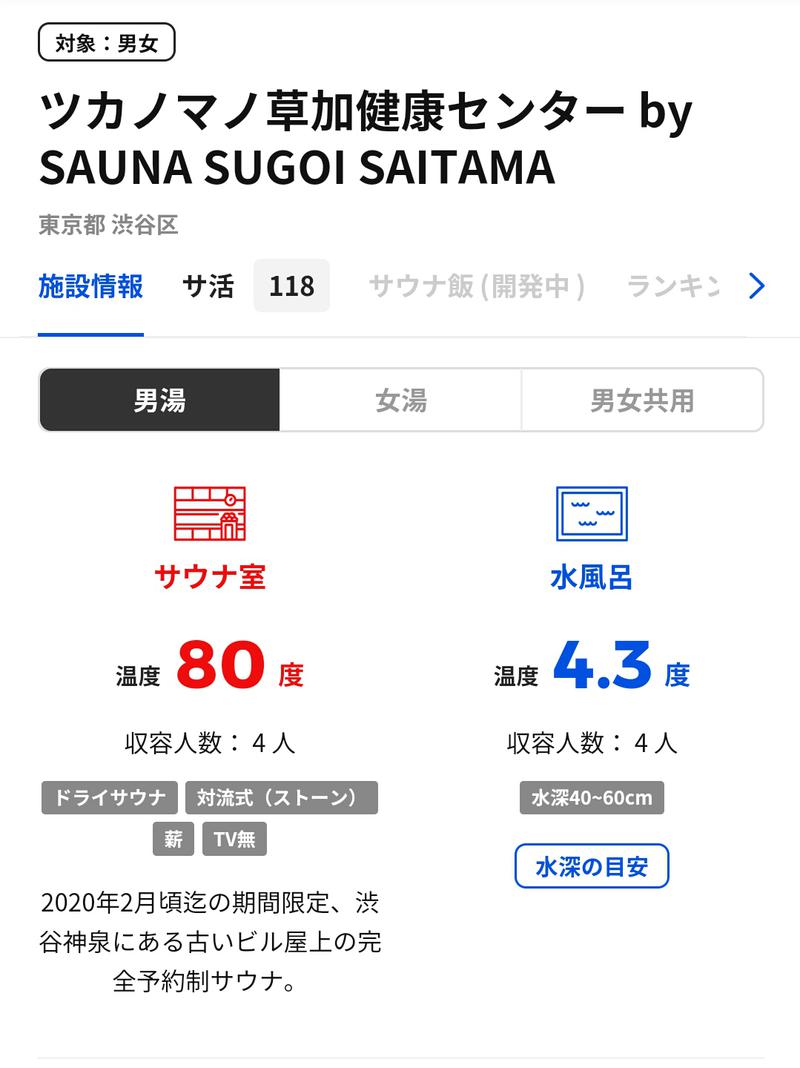 冷え性どうにかならんかさんのツカノマノスゴイサウナ by SAUNA SUGOI SAITAMAのサ活写真