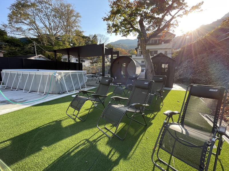 貸切宿 さうなす 【屋外サウナエリア:昼】水風呂兼プールあり（冬はなし）