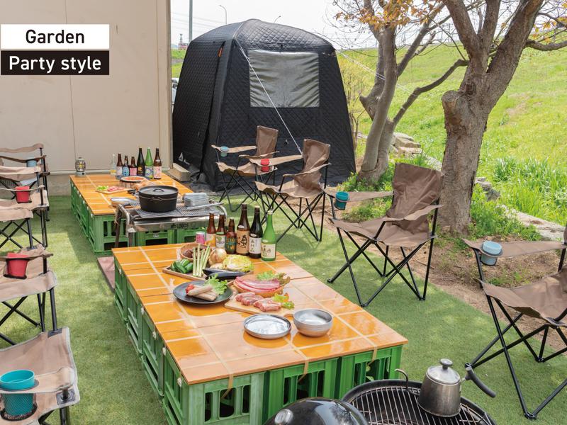 f life house サウナ後にはBBQも可能