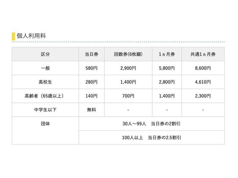 札幌市平岸プール 料金表