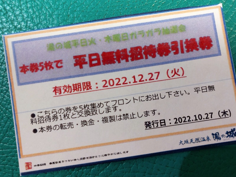 湯の城 大垣 回数券 10回分 8500円分 温泉 岐阜 風呂 - その他