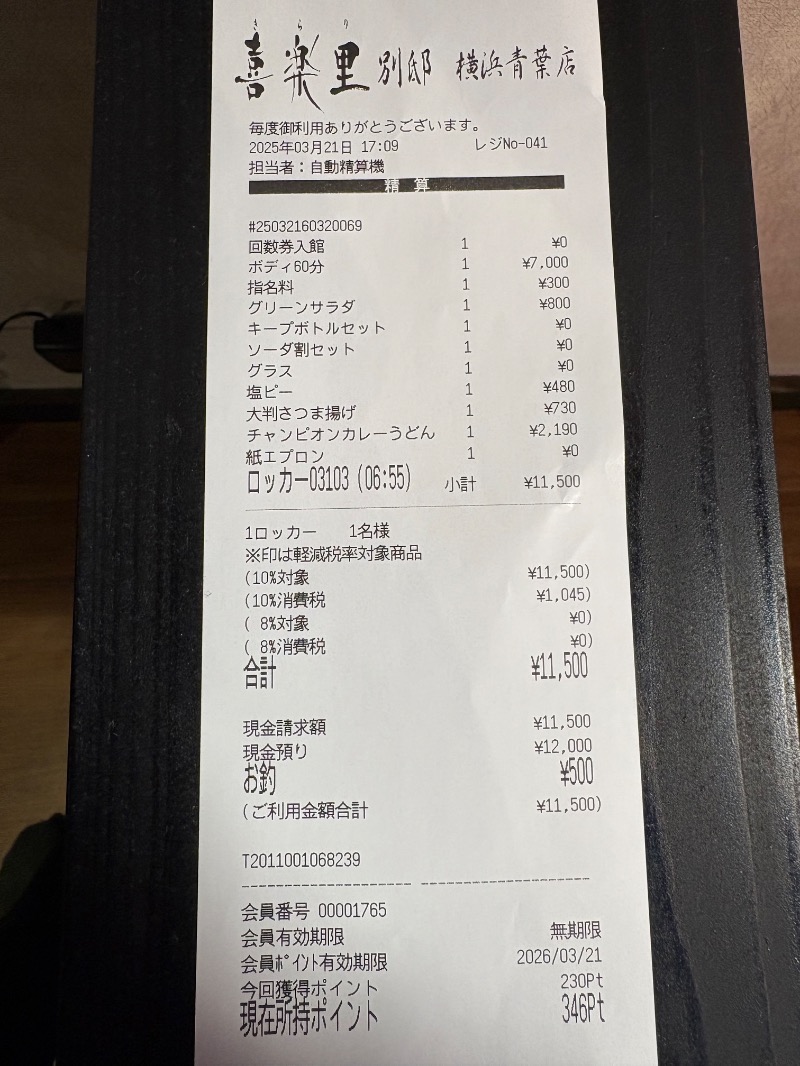 ゼンさんの横浜青葉温泉 喜楽里別邸のサ活写真