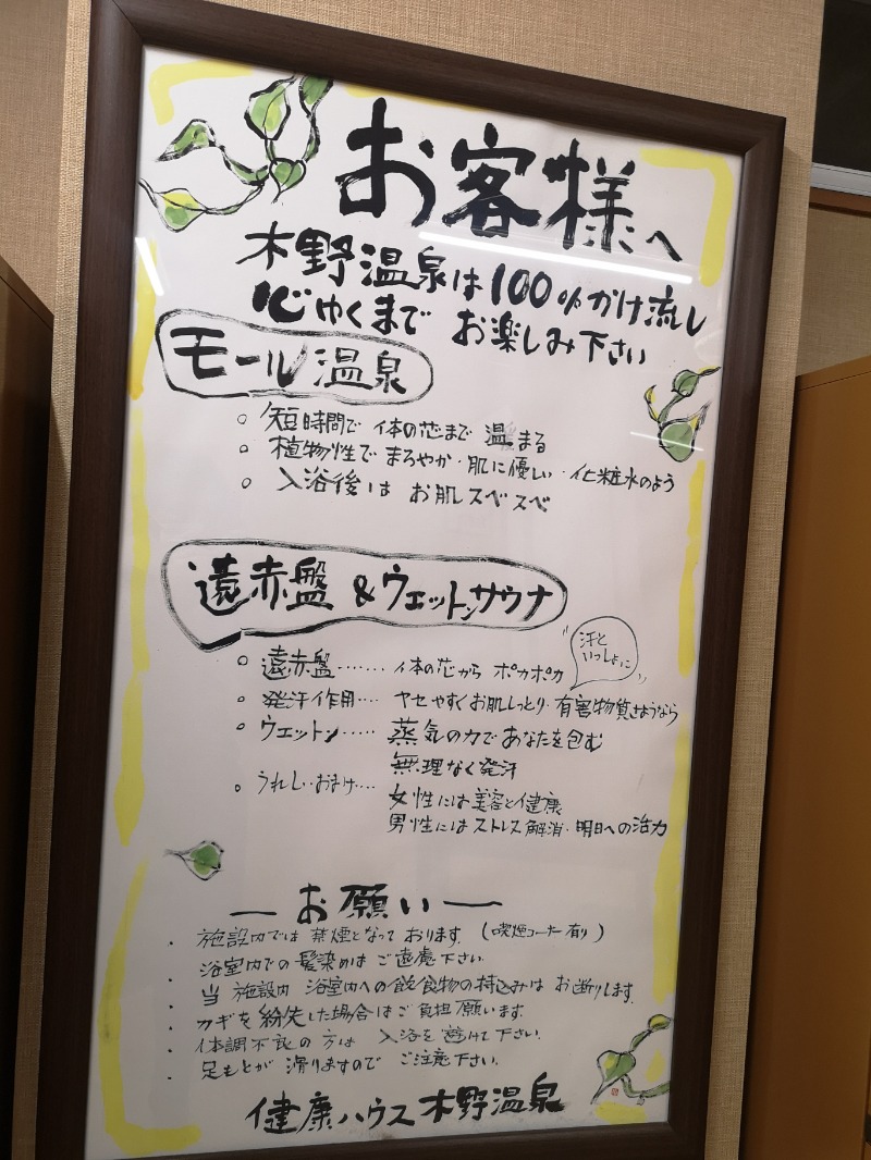 コンサポのホンダ（野良サウナー）さんの健康ハウス木野温泉のサ活写真