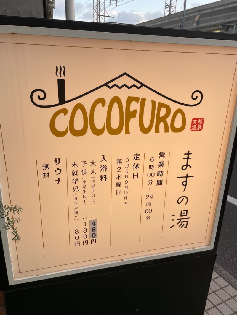 しゃんぷ〜さんのCOCOFURO ますの湯のサ活写真