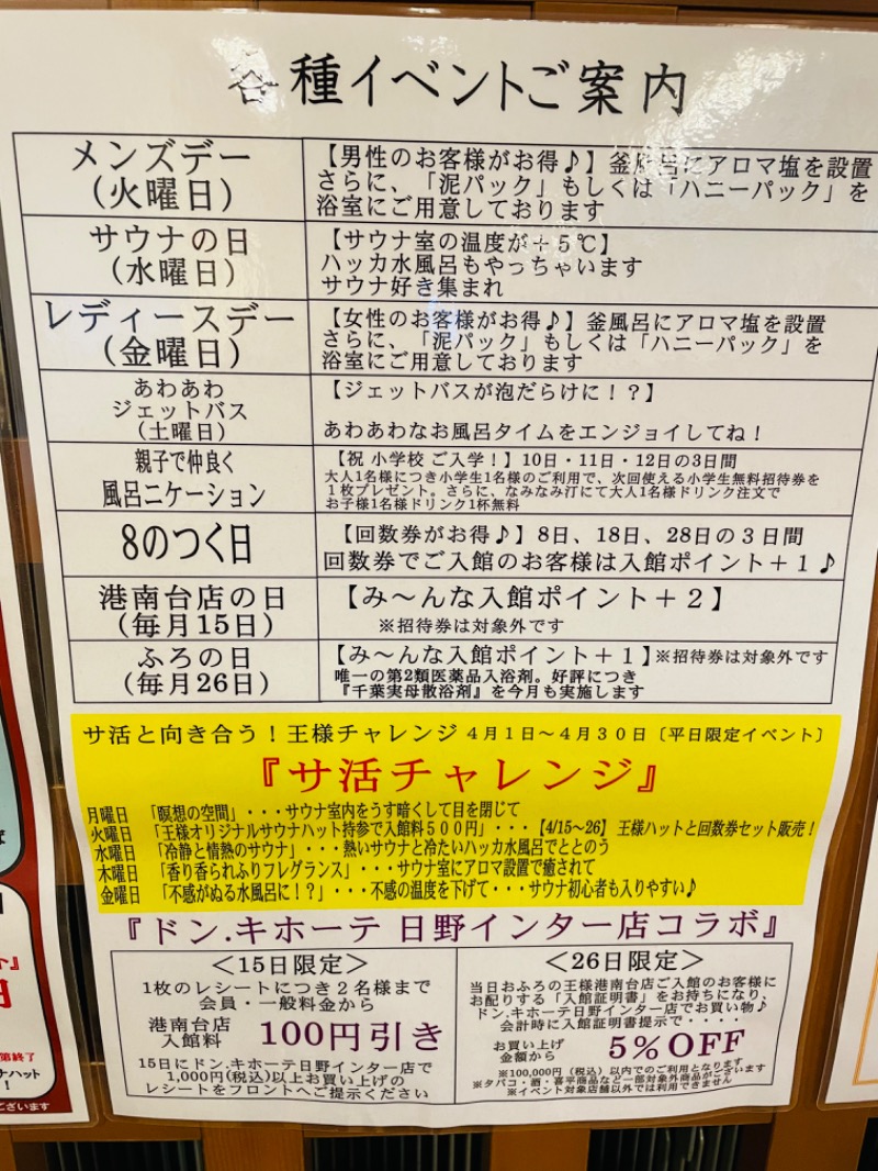 もあなのぱぱさんのおふろの王様 港南台店のサ活写真