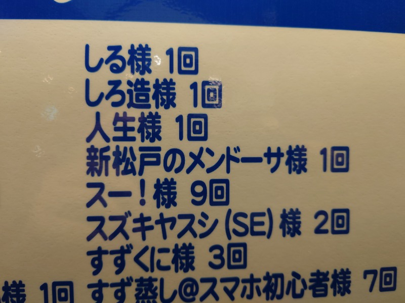 新松田のメンドーサさんのサウナ&カプセルホテル レインボー新小岩店のサ活写真