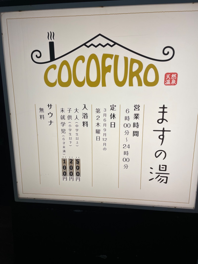 MikuさんのCOCOFURO ますの湯のサ活写真