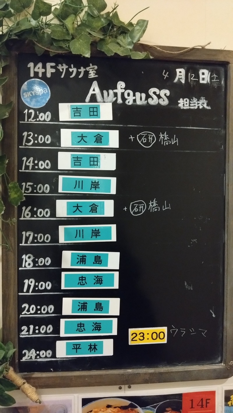 なっしんぐさんのスカイスパYOKOHAMAのサ活写真