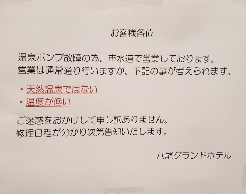 なでしこさんの八尾グランドホテルのサ活写真