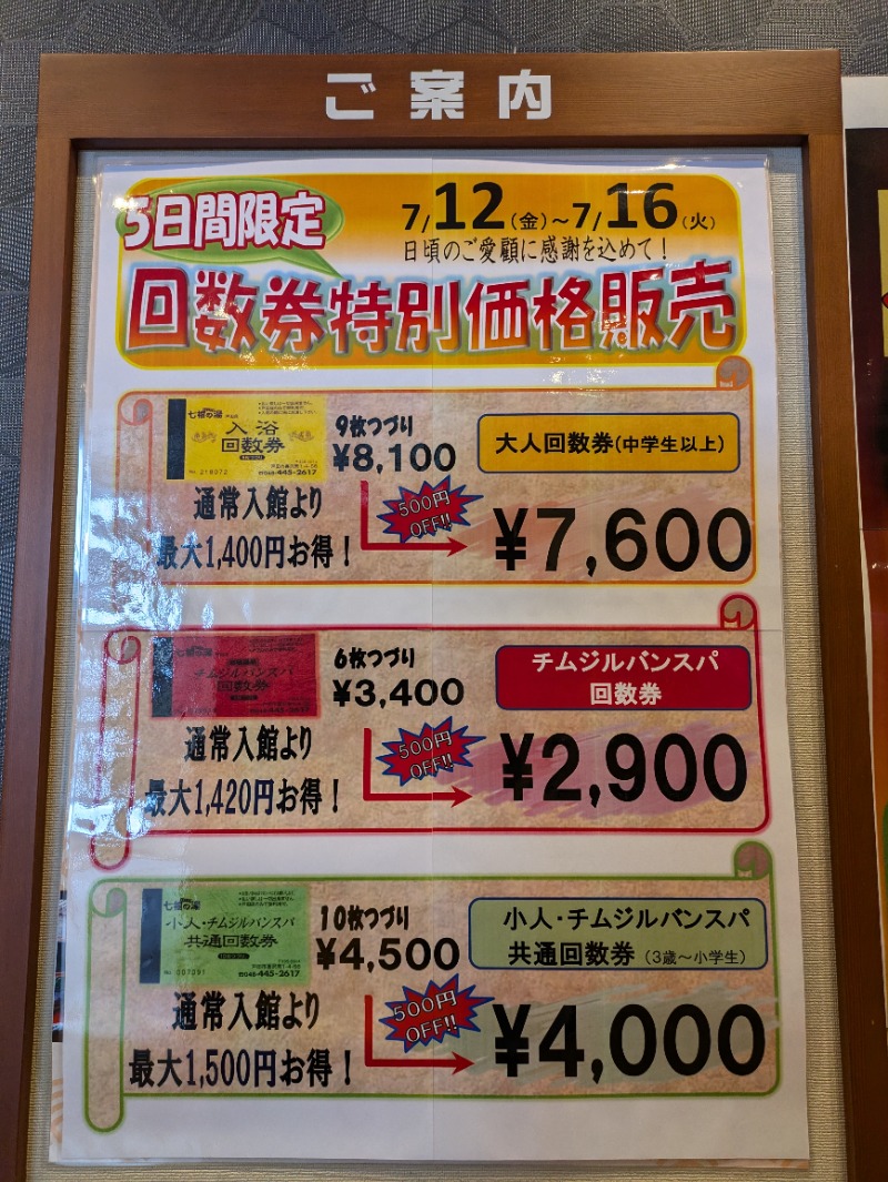 UMAさんの七福の湯 戸田店のサ活写真