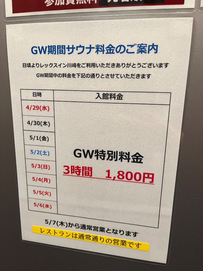 ナカネンさんのレックスイン川崎のサ活写真