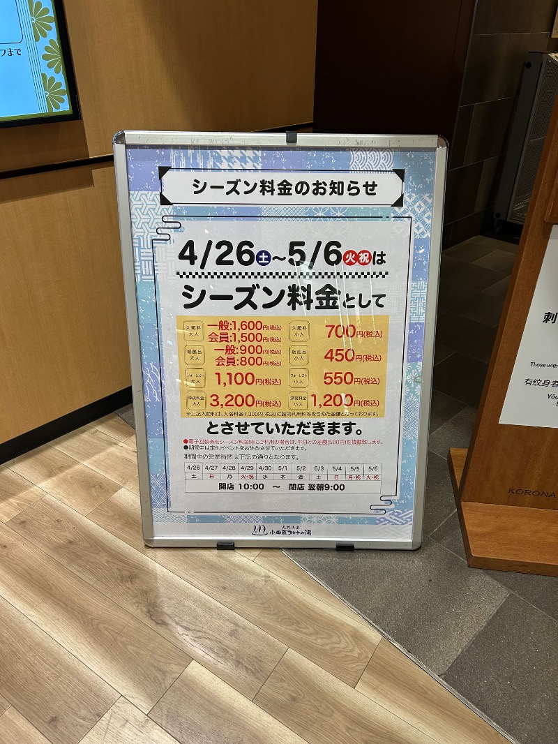 シーアツさんの天然温泉 小田原コロナの湯のサ活写真