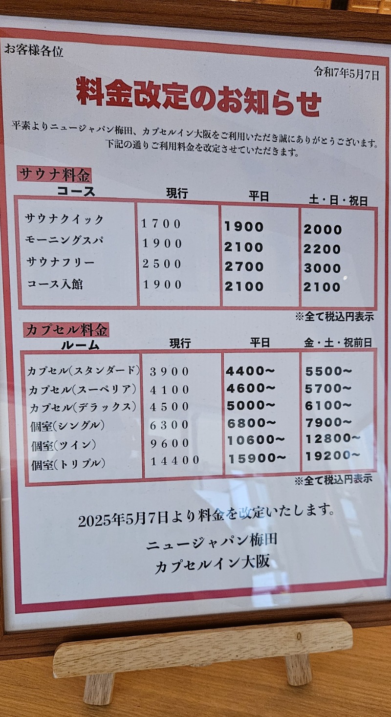 ねき゛さんのニュージャパン 梅田店(カプセルイン大阪)のサ活写真