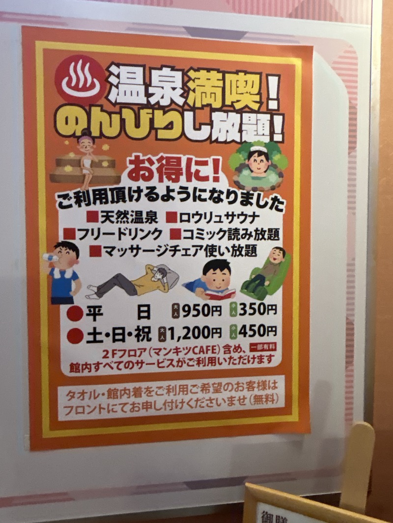 キコリン2009②さんのくつろぎ天然温泉 湯楽のサ活写真