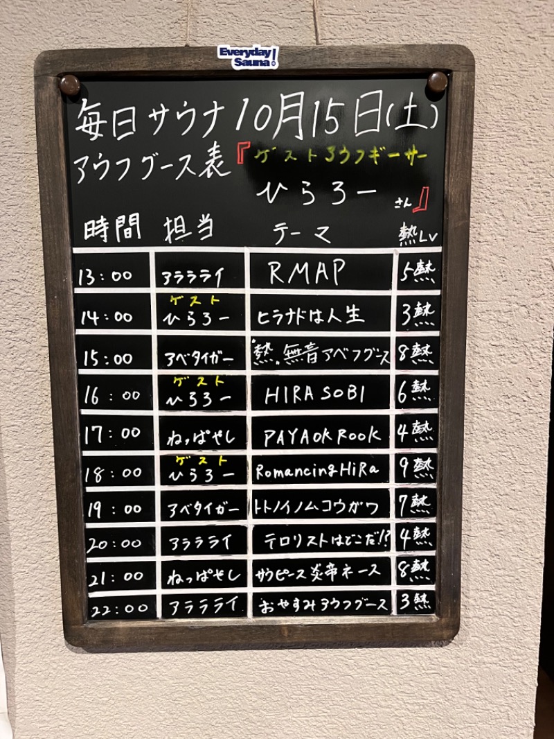 ひらろーさんの毎日サウナ 前橋本店のサ活写真