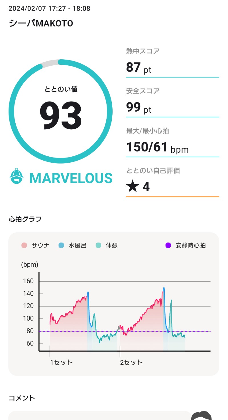 とっきーさんのシーパの湯のサ活写真